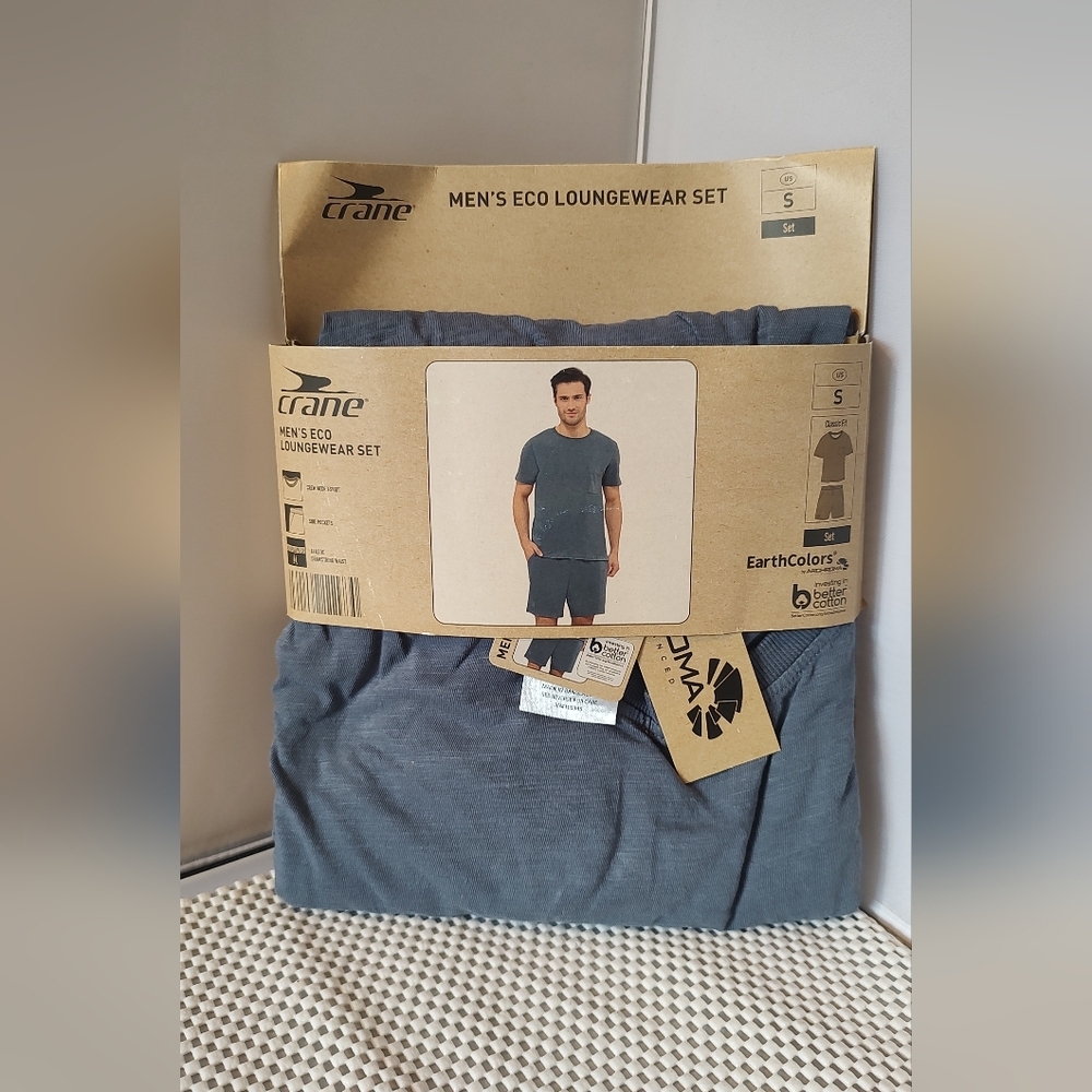 Crane Men's Size S (34/36) Eco Lounge Wear Set Classic Fit Blue